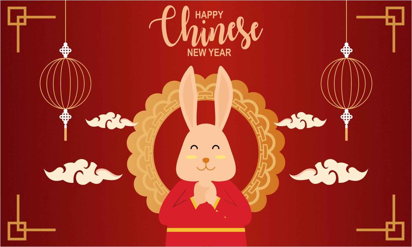 Happy chinese new year 2023 year of the rabbit zodiac logo background vector