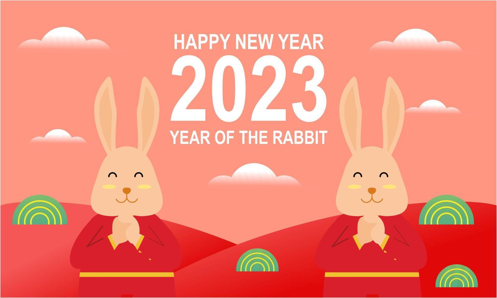 Happy chinese new year 2023 year of the rabbit zodiac logo background vector