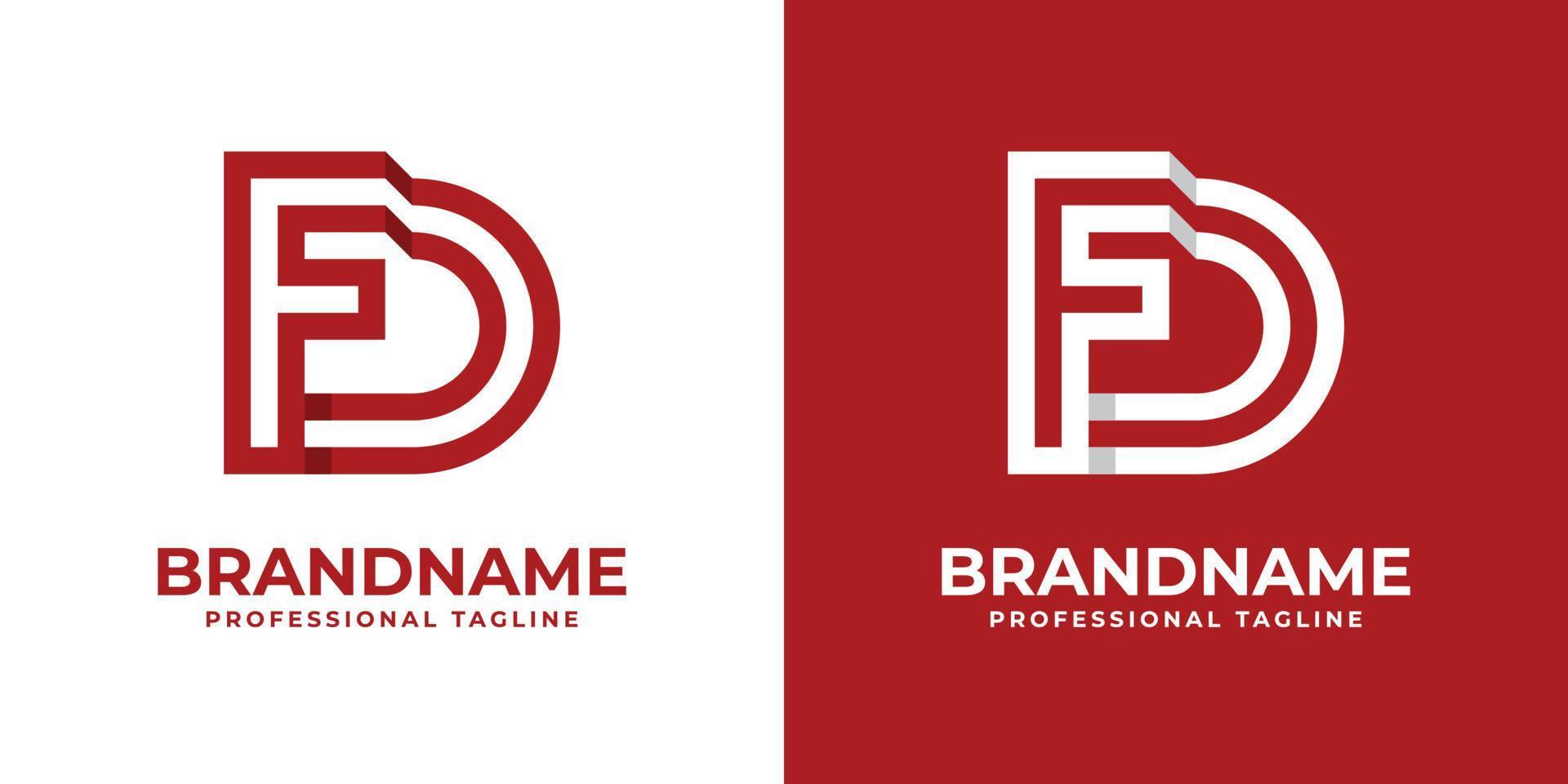Modern Letter FD Logo, suitable for any business or identity with FD  DF initials. vector