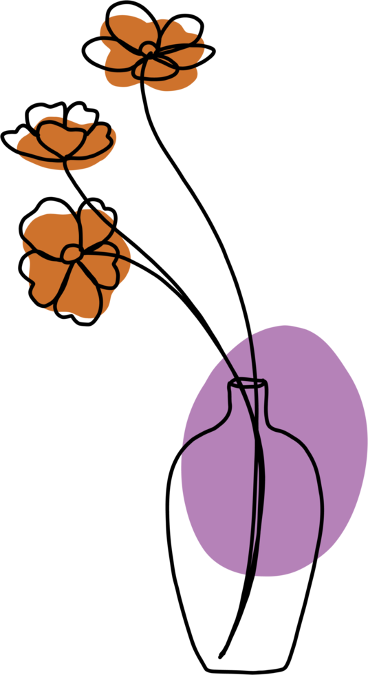 simplicity flower freehand continuous line drawing flat design. png