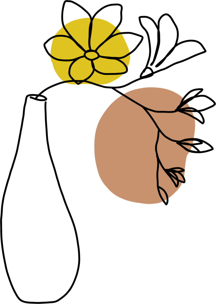 simplicity flower freehand continuous line drawing flat design. png