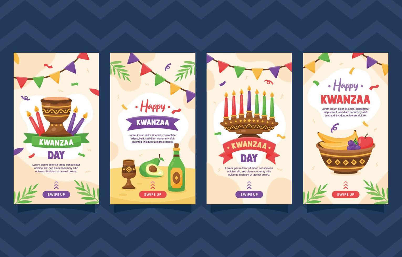 Happy Kwanzaa Social Media Collection vector