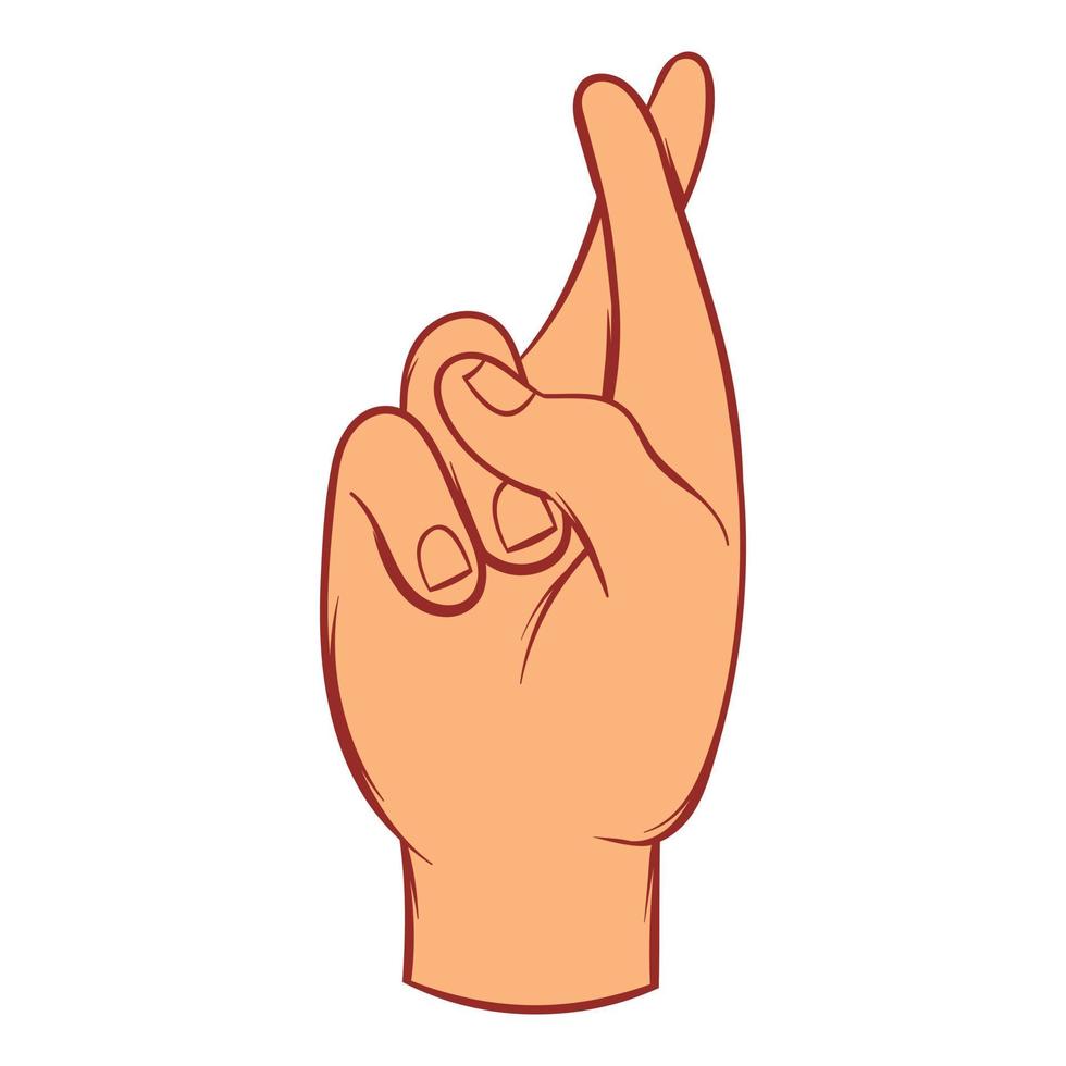 Fingers crossed icon in cartoon style vector