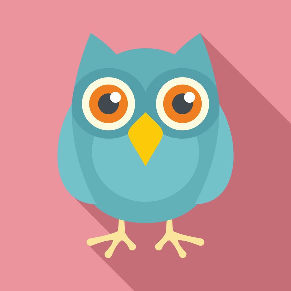 Smart owl icon, flat style vector