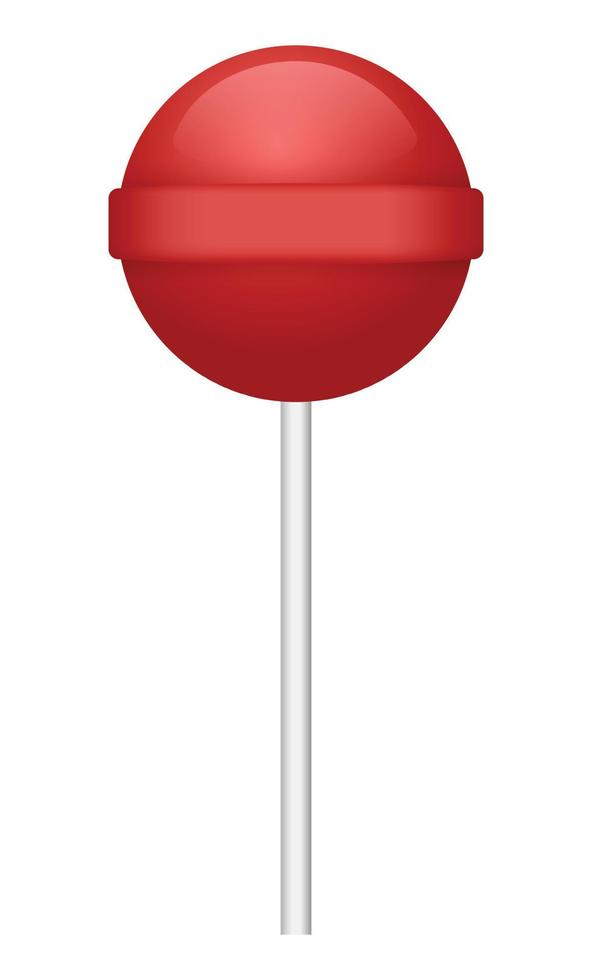 Red lollipop icon, realistic style vector