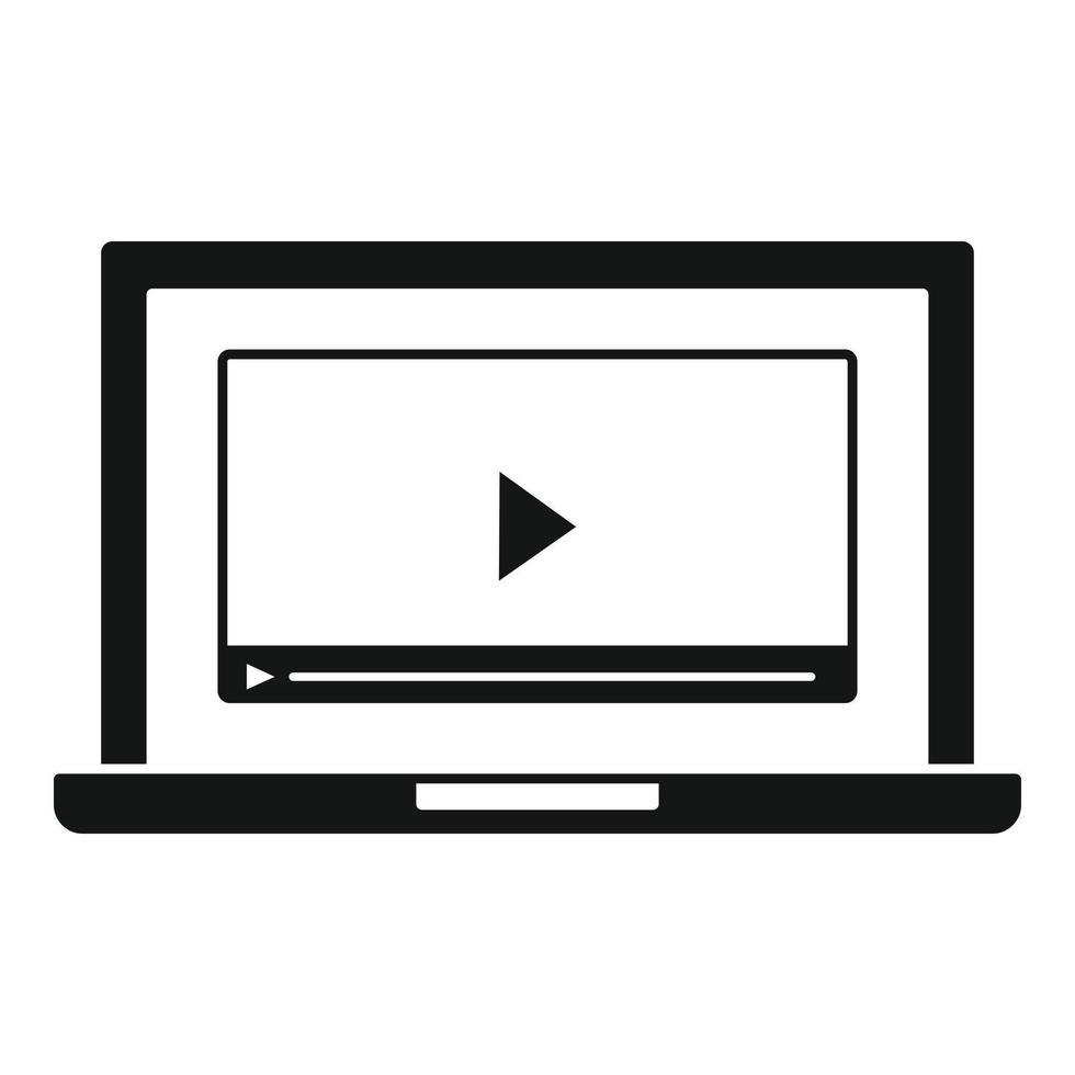 Laptop webinar icon, simple style vector