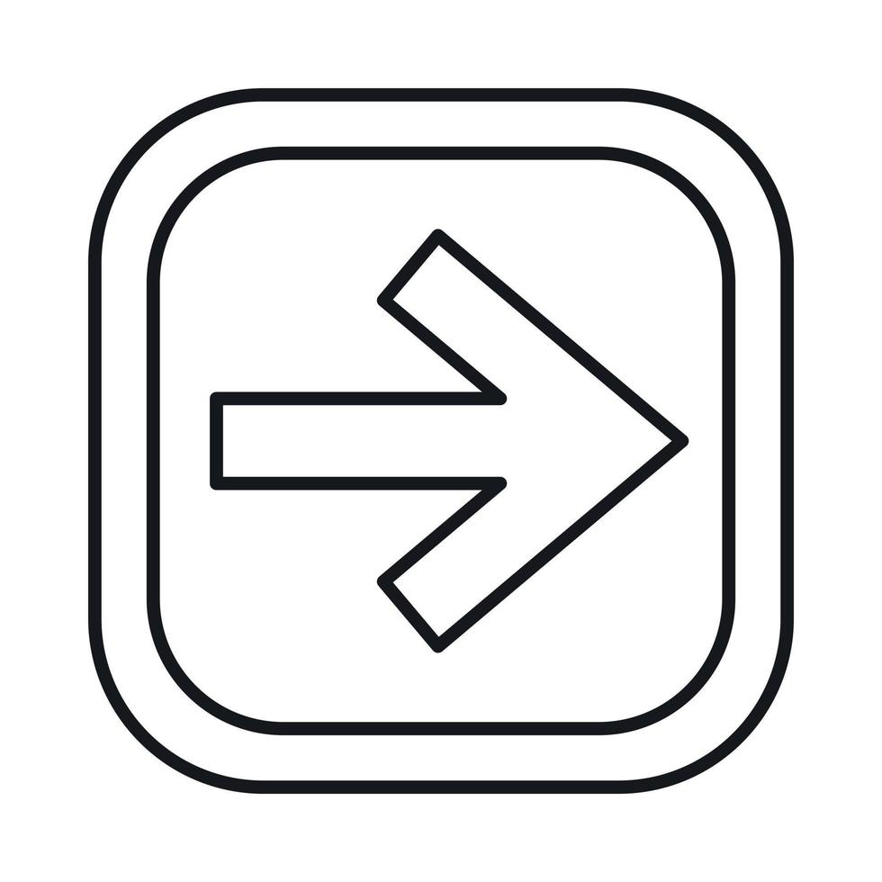 Arrow right on a button icon, outline style vector