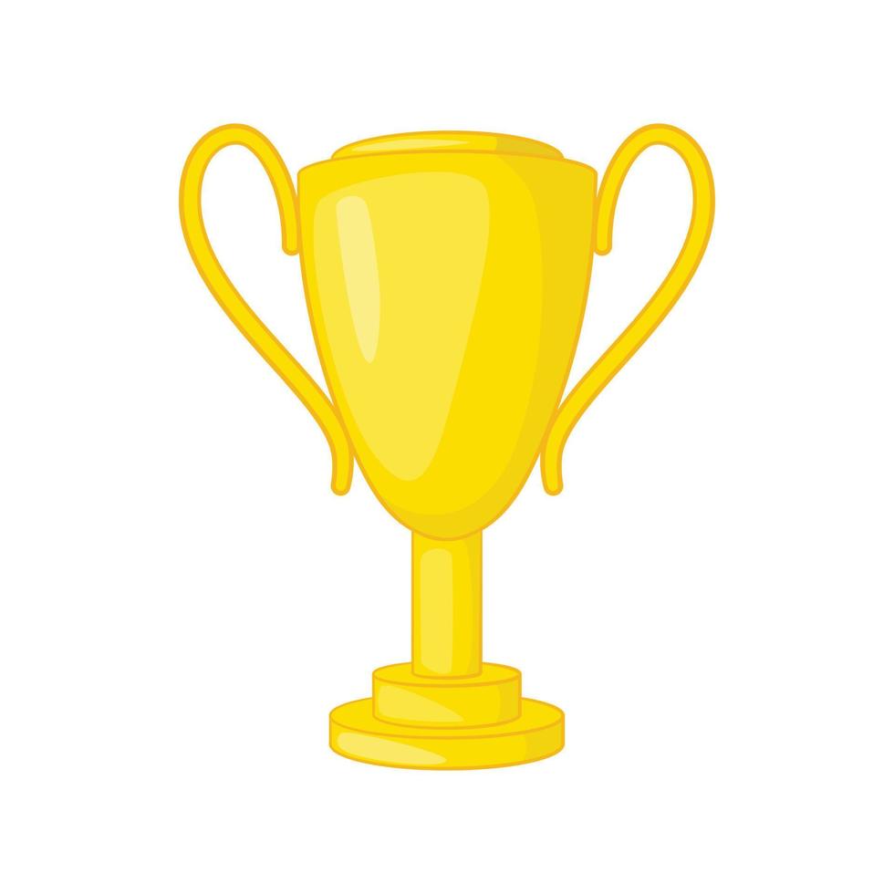 Golden trophy cup icon, cartoon style vector