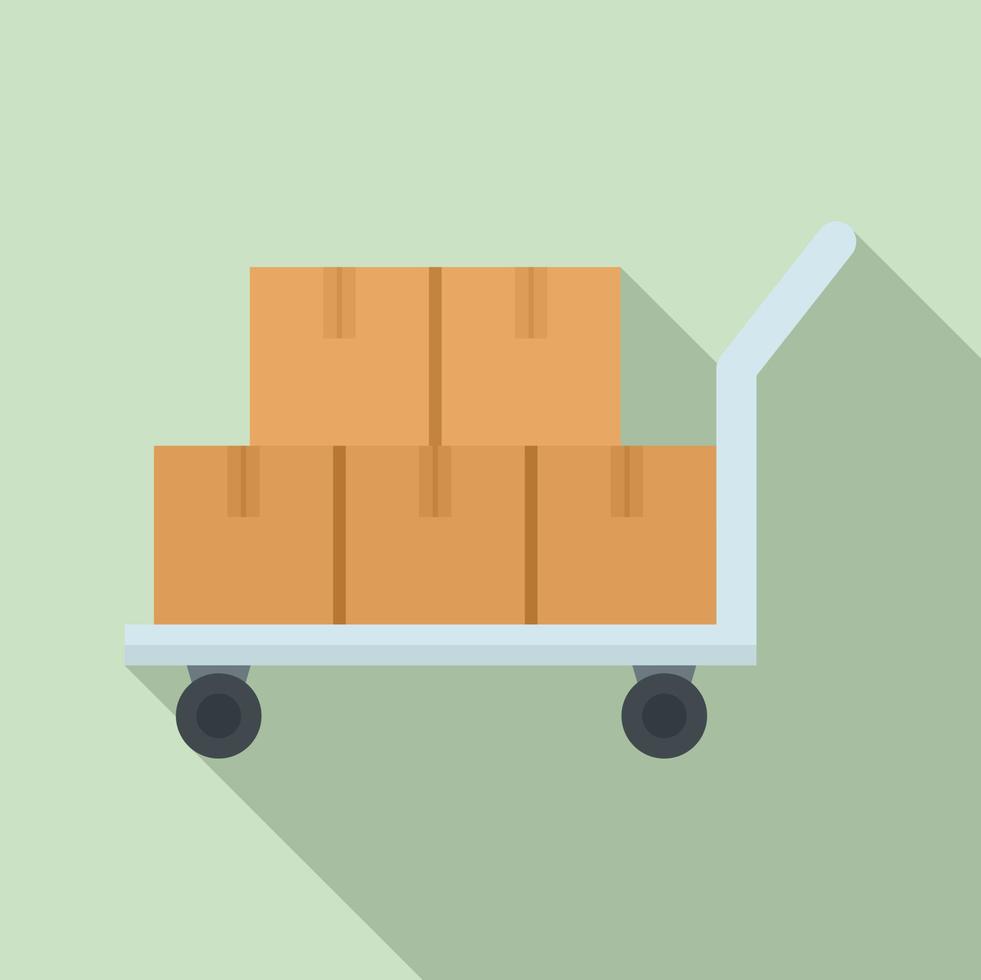 Delivery box on cart icon, flat style vector