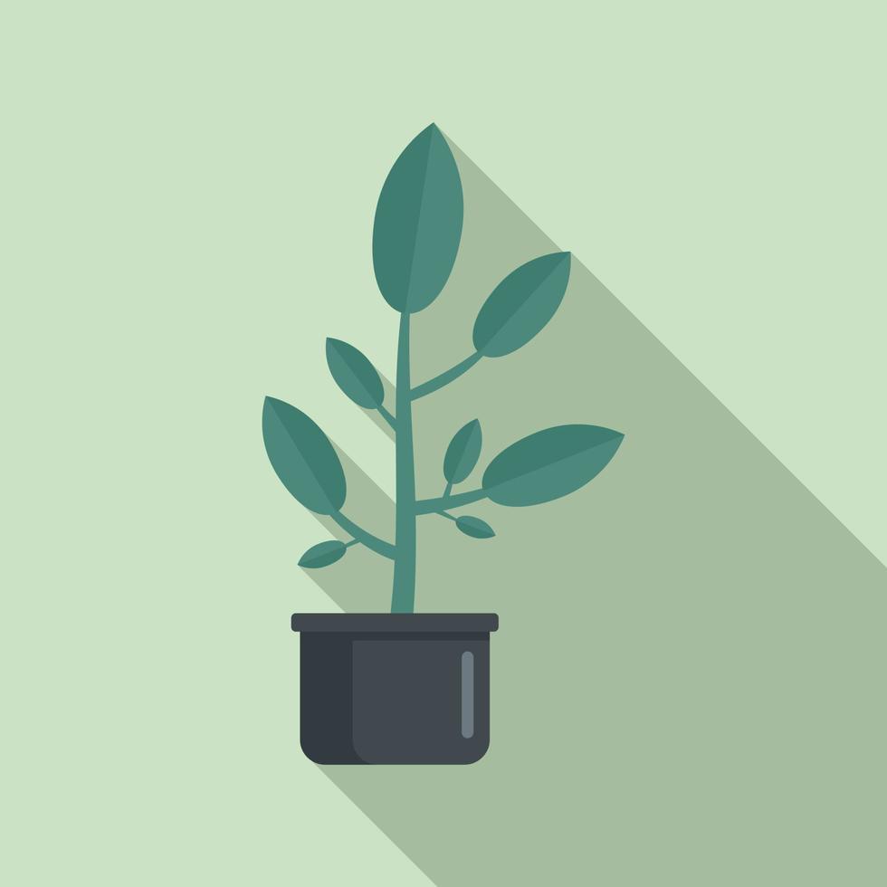 Leaf houseplant pot icon, flat style vector