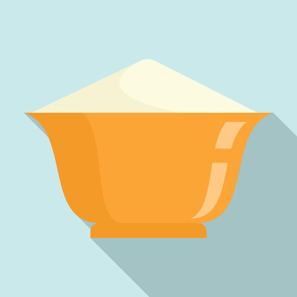 Flour bowl icon, flat style vector