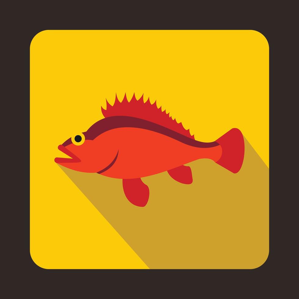 Rose fish, Sebastes norvegicus icon, flat style vector