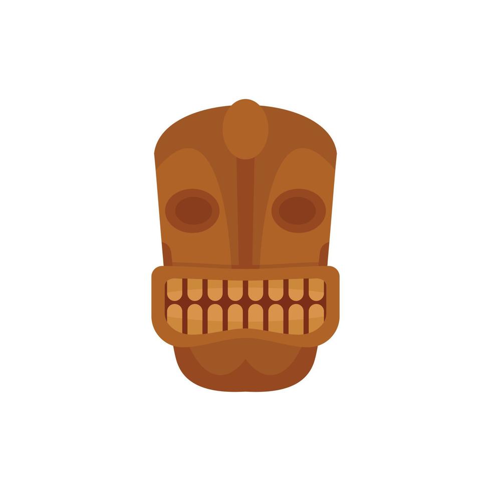 Tiki head idol icon, flat style vector