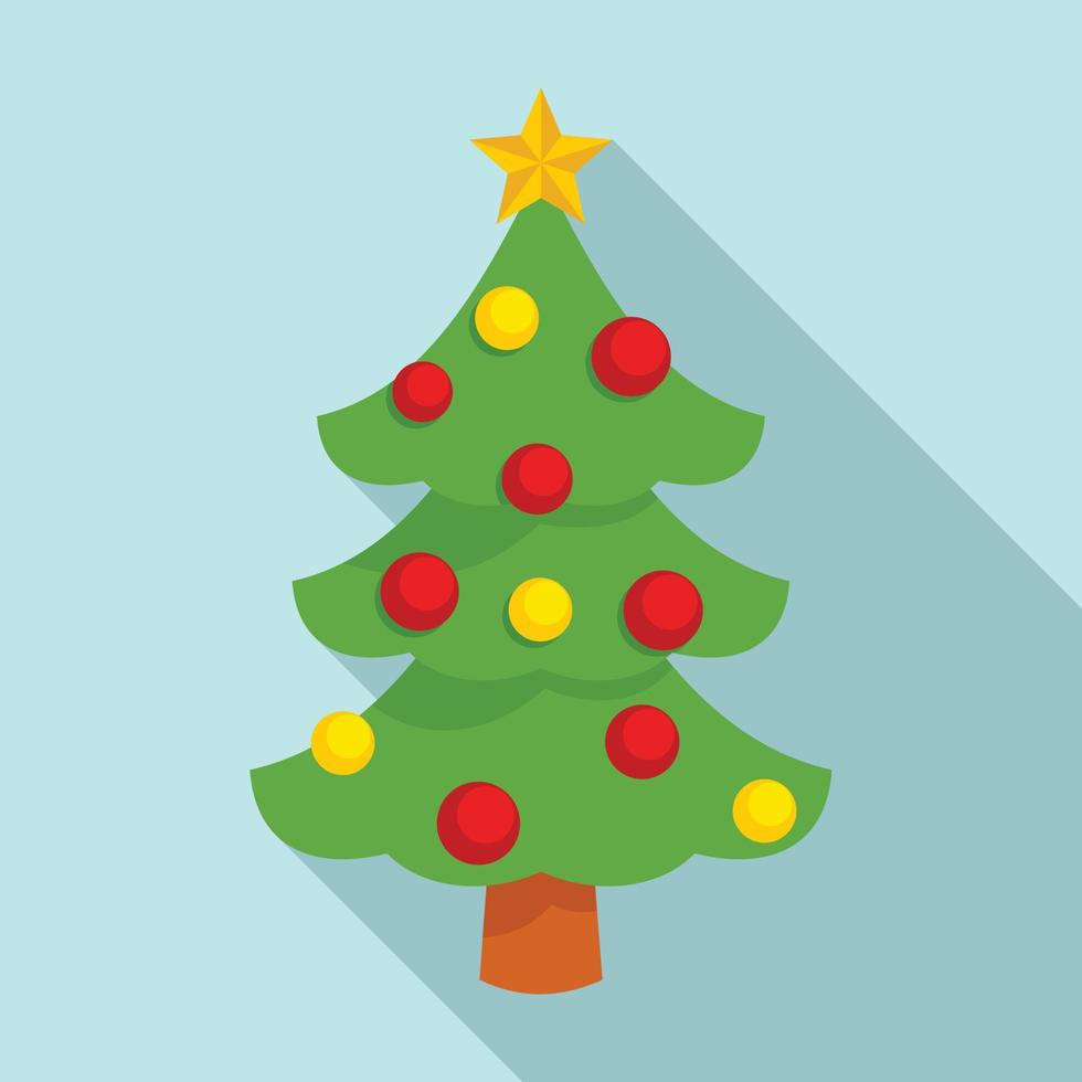 Xmas tree icon, flat style vector