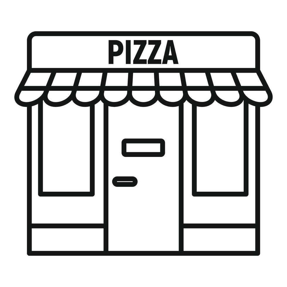 icono de la tienda de pizza street, estilo de esquema vector