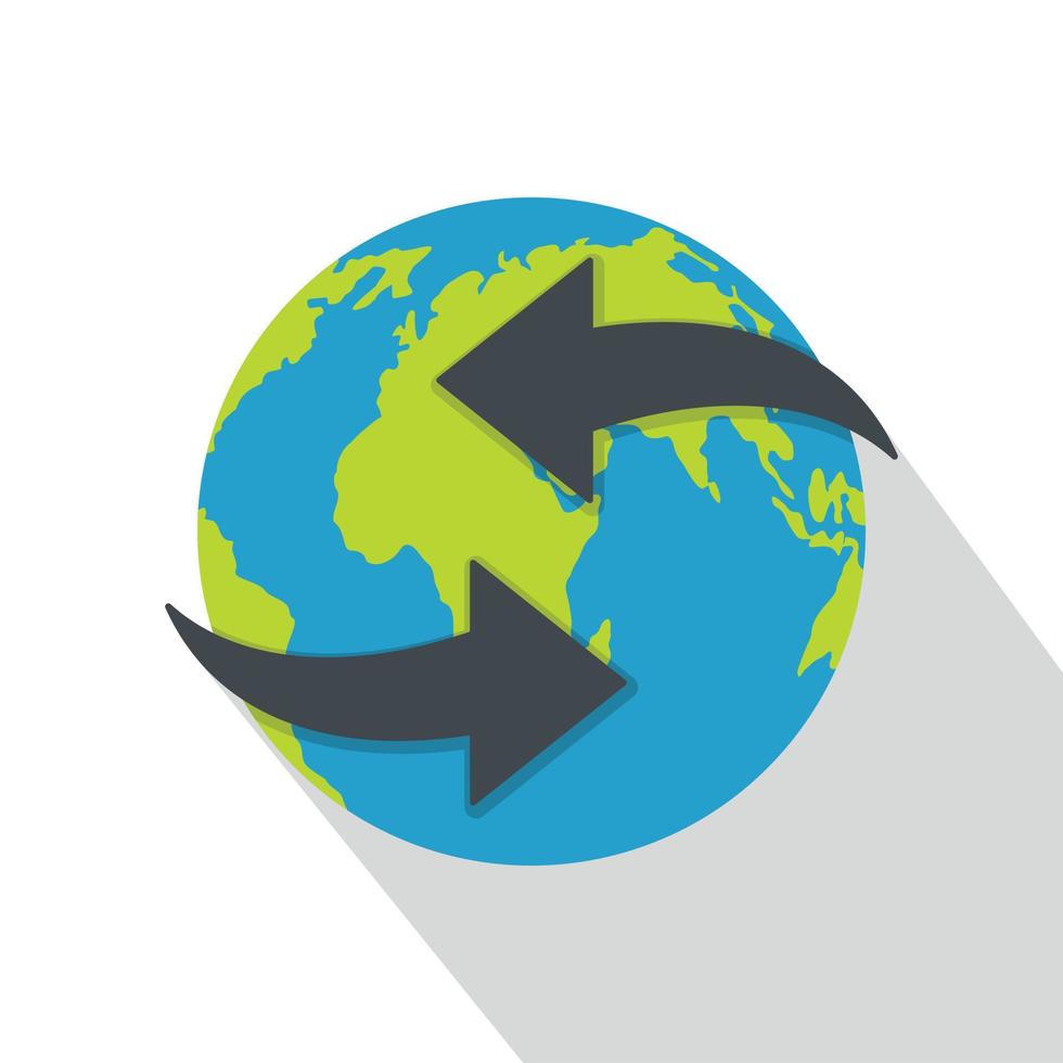 Moving earth icon, flat style. vector