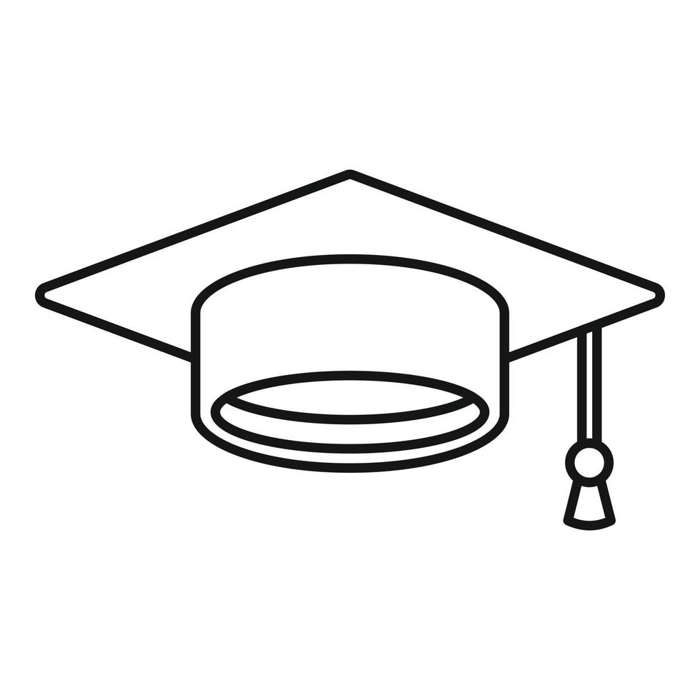 Graduation hat icon, outline style vector