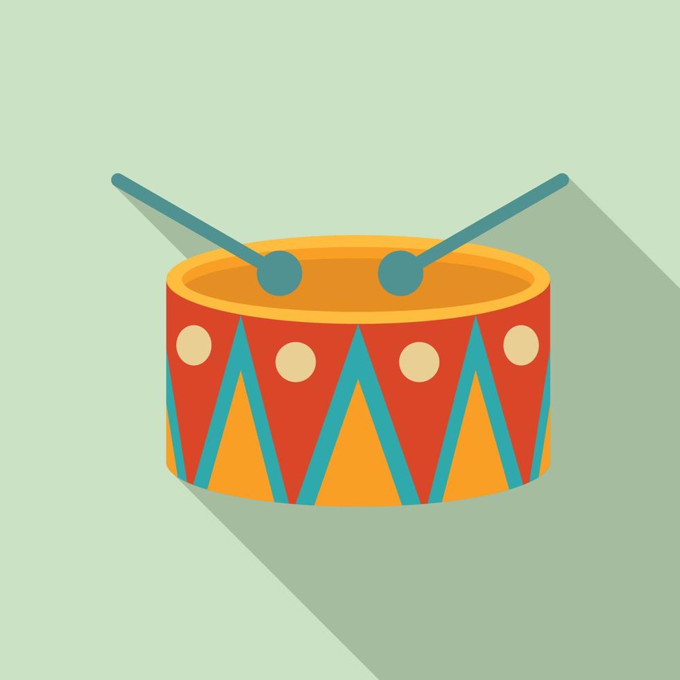 Carnival drum icon, flat style vector