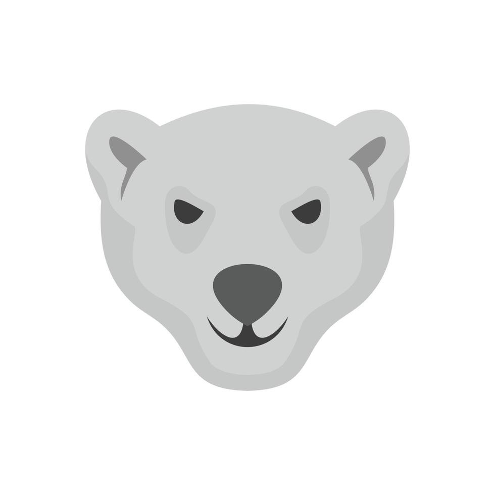 cabeza hambrienta de icono de oso polar, estilo plano vector