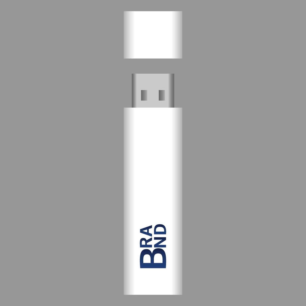 icono de memoria flash usb blanco, estilo realista vector