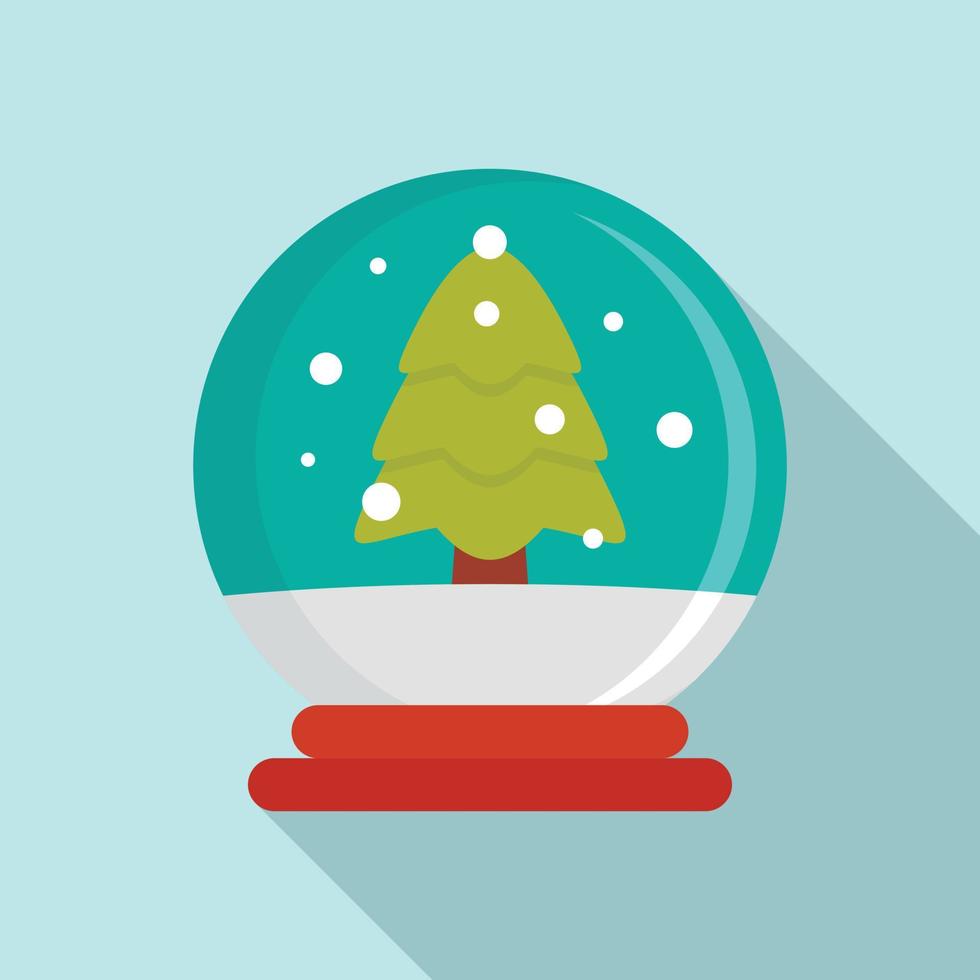 icono de bola de cristal de árbol de nieve, estilo plano vector