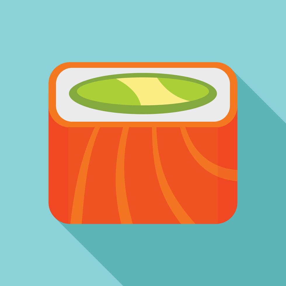 Salmon rainbow sushi roll icon, flat style vector