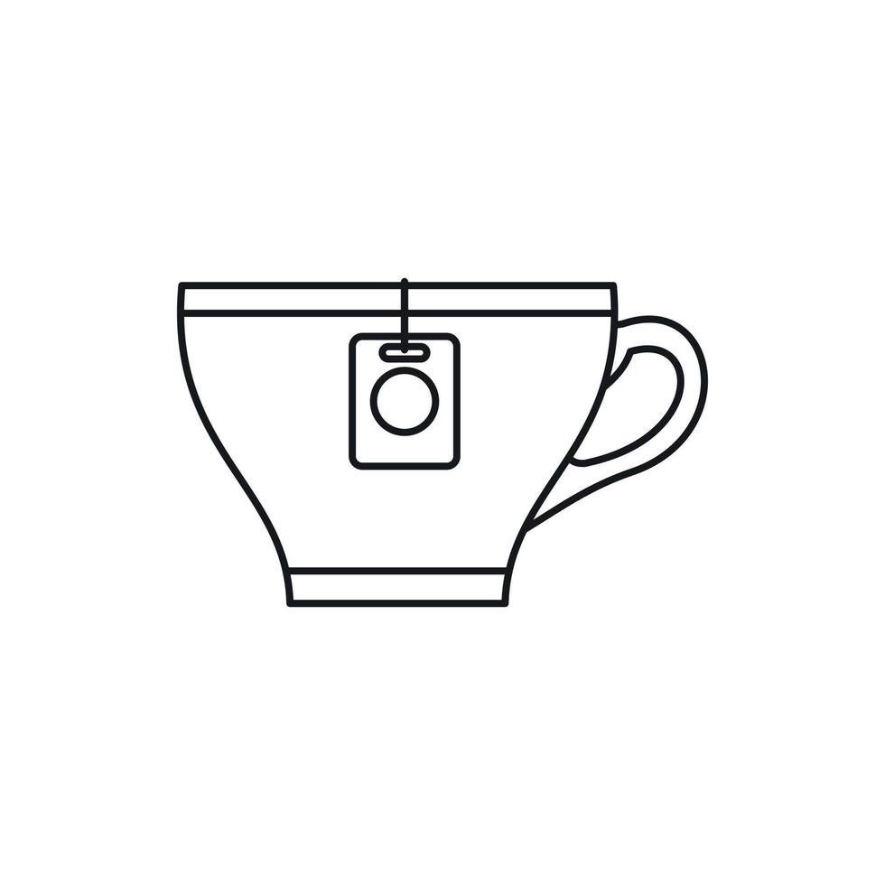 taza con icono de bolsita de té, estilo de contorno vector