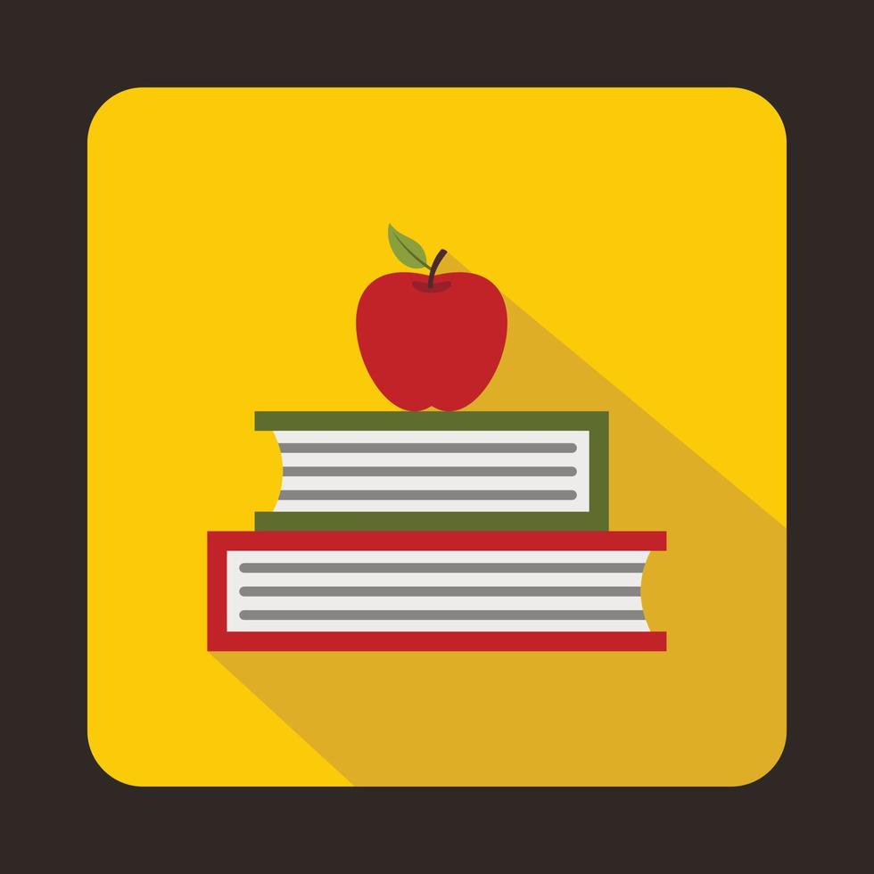 Books with apple icon, flat style vector