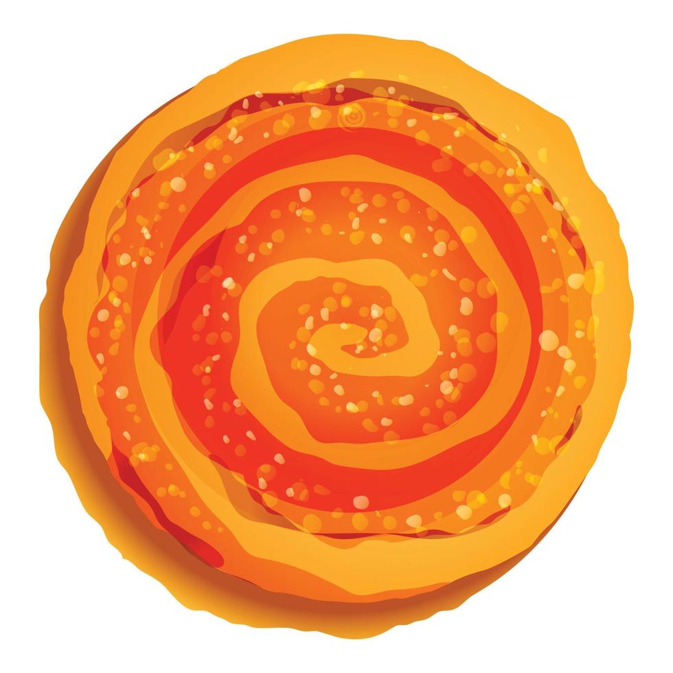 Spiral jelly biscuit icon, cartoon style vector