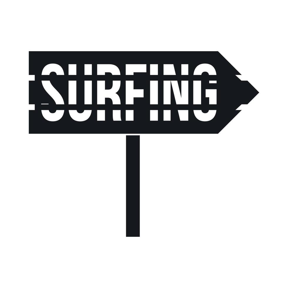 Road sign with word Surfing icon, simple style vector