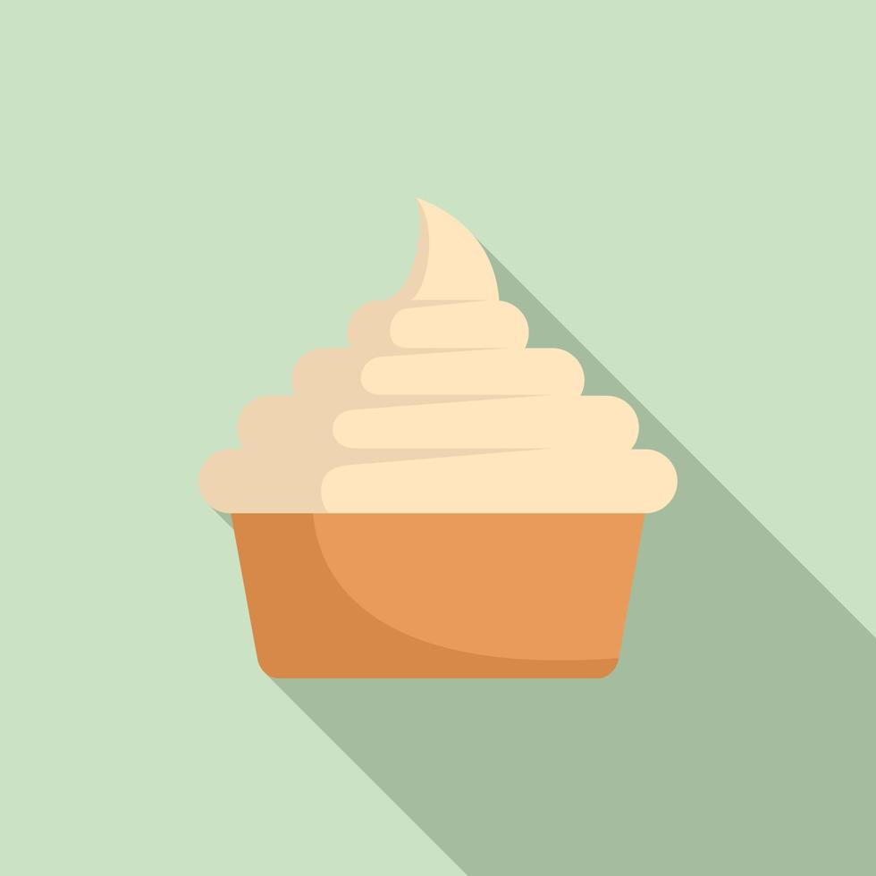 Milk cupcake icon, flat style vector