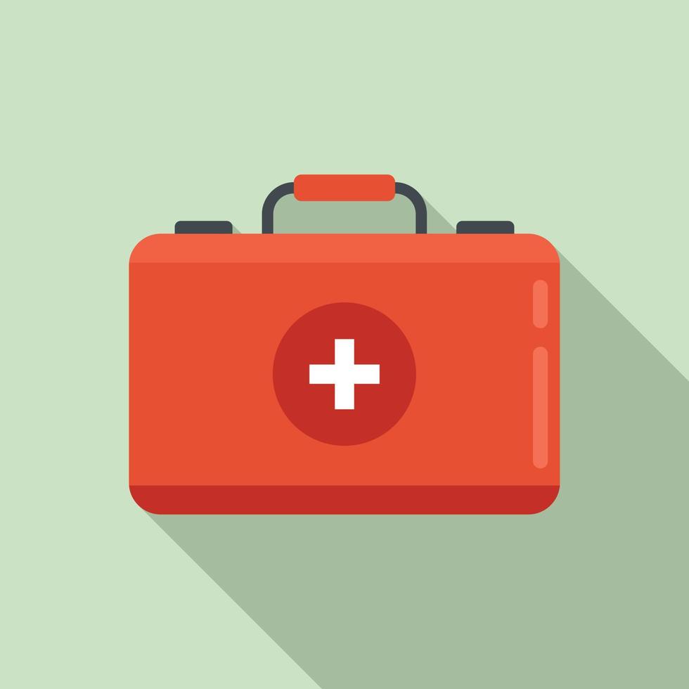 Camping first aid kit icon, flat style vector