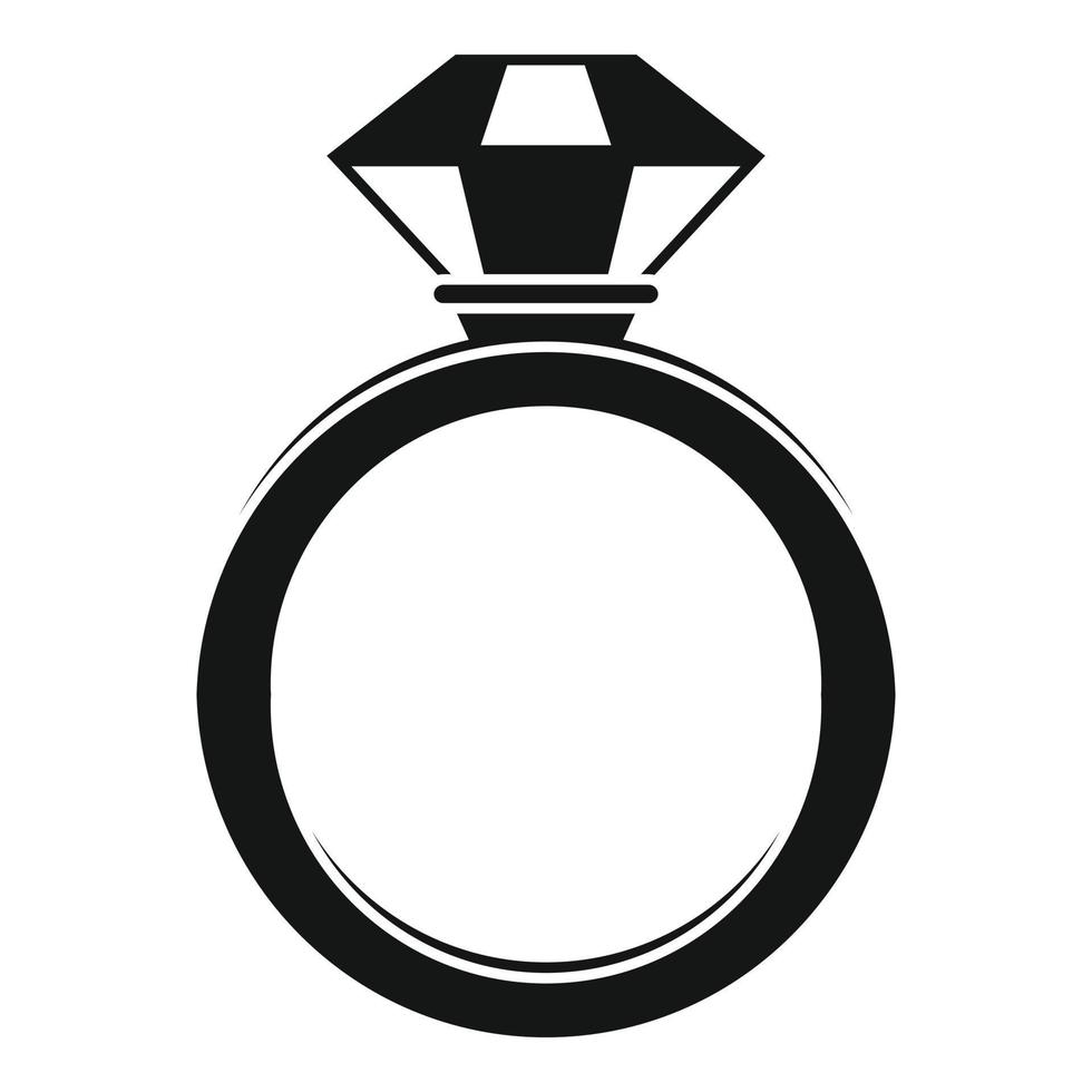 icono de anillo de piedras preciosas de cristal, estilo simple vector