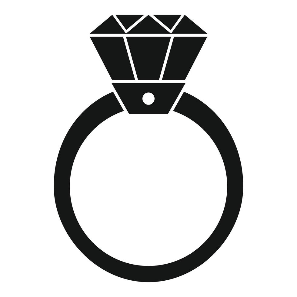 icono de anillo de diamantes de oro, estilo simple vector
