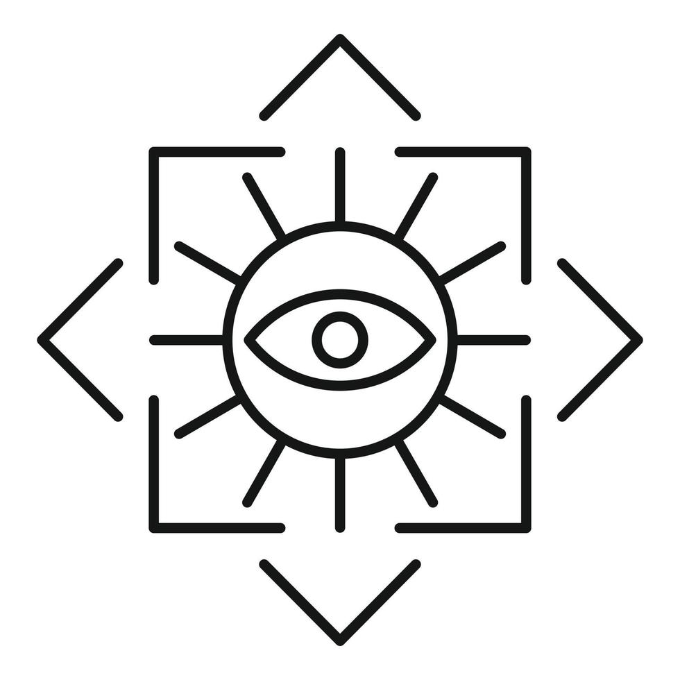 icono cuadrado de ojo de alquimia, estilo de contorno vector