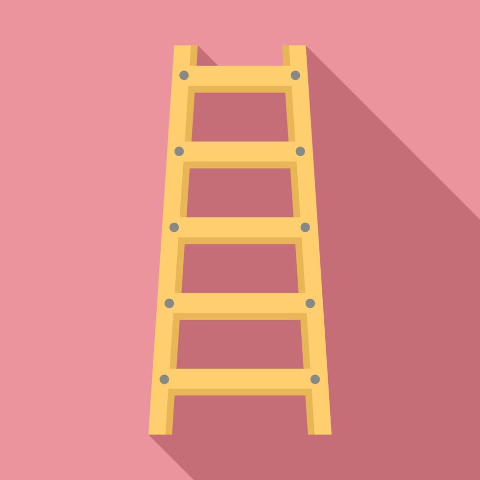 icono de escalera de madera, estilo plano vector