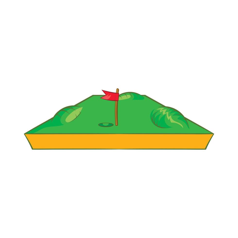 Golf course icon, cartoon style vector