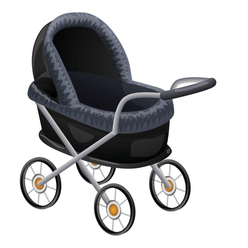 Pram baby icon, cartoon style vector
