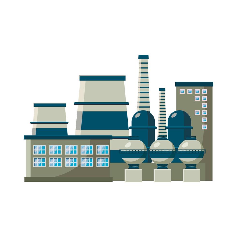 Large production plant icon, cartoon style vector