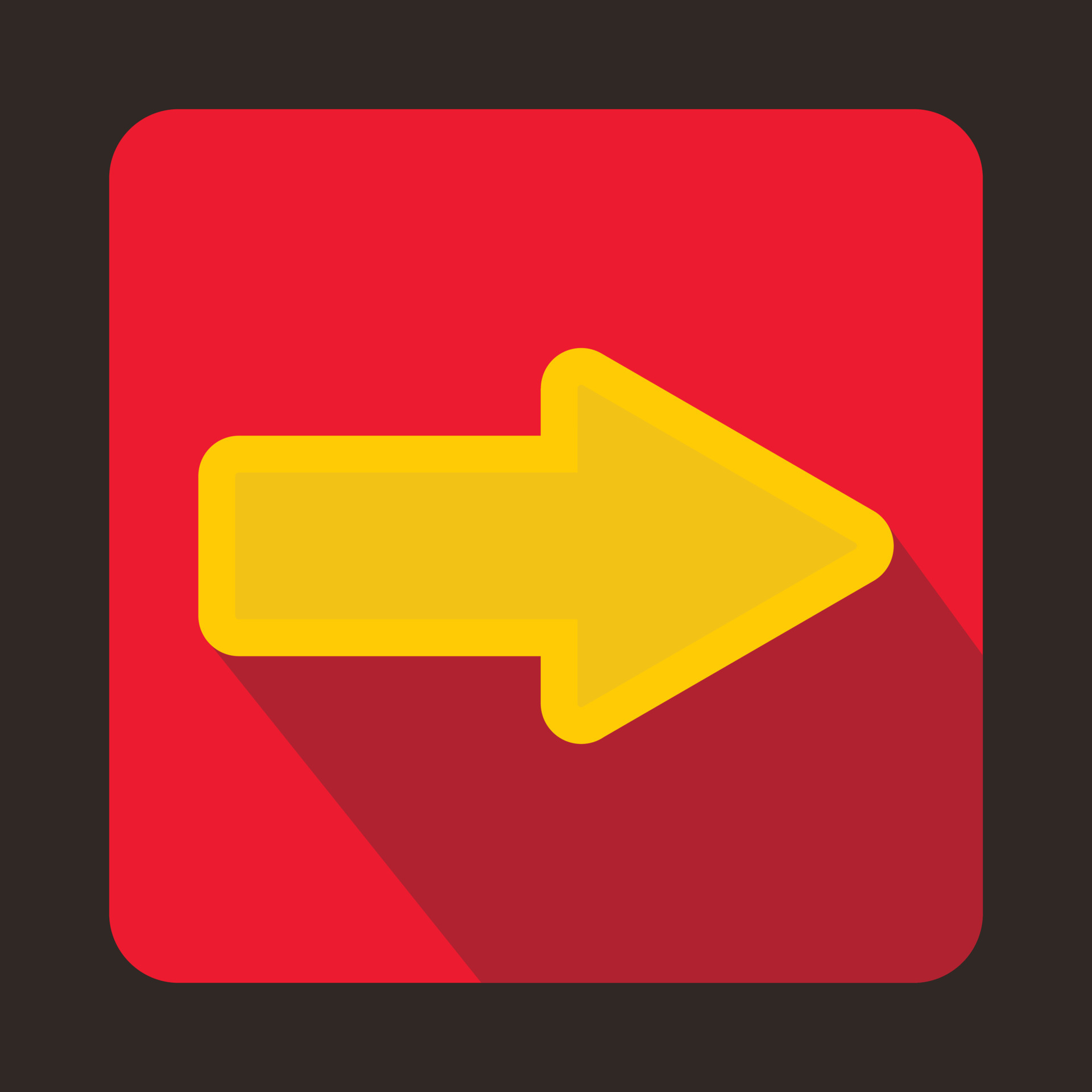 Yellow arrow on red background icon, flat style 14607602 Vector Art at Vecteezy