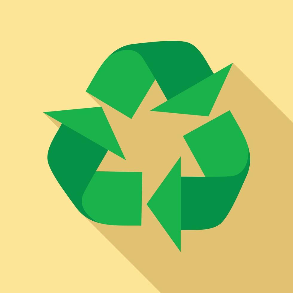 Recycle sign icon, flat style vector