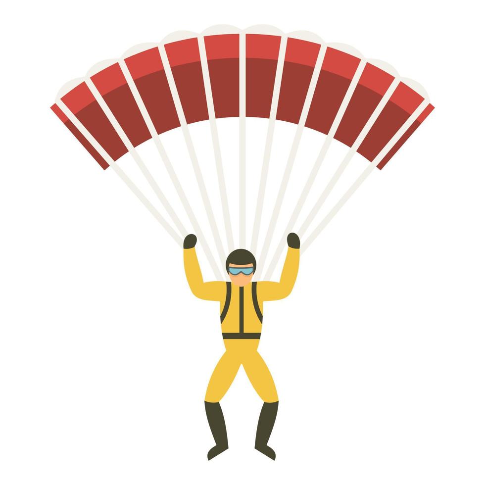 Parachute skydiver icon, flat style vector