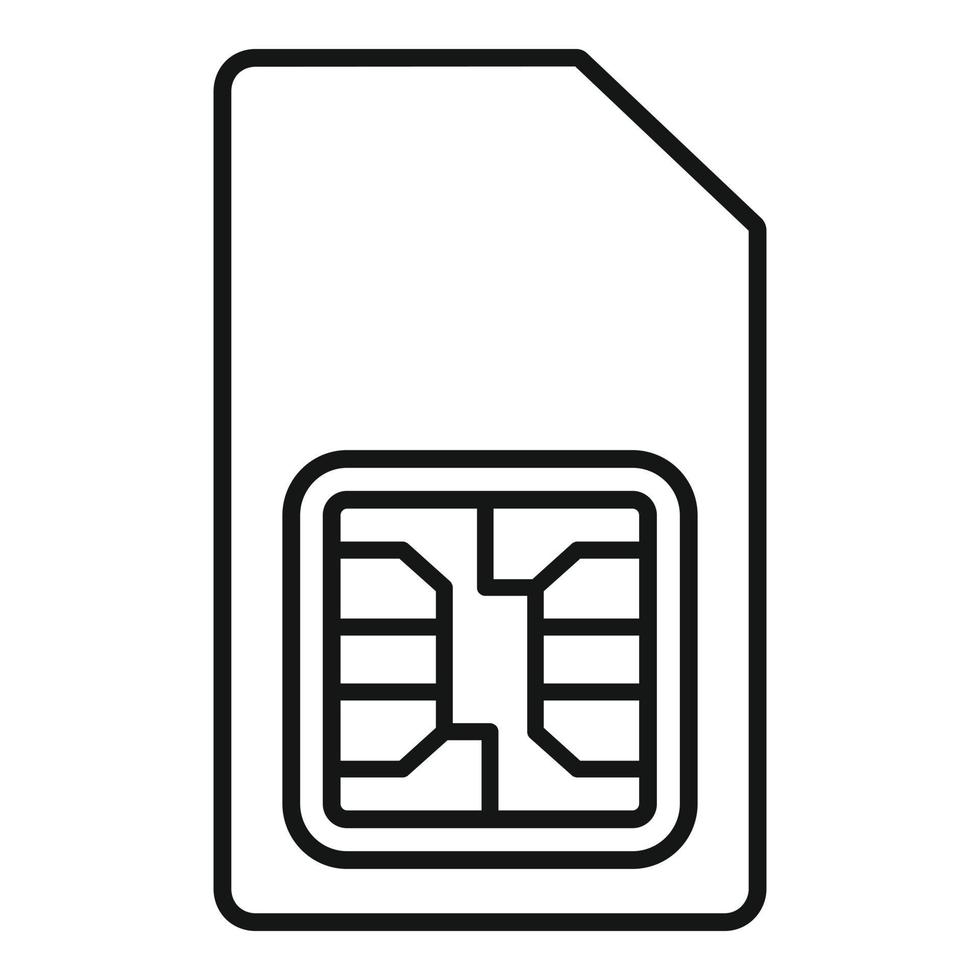 Phone sim card icon, outline style vector