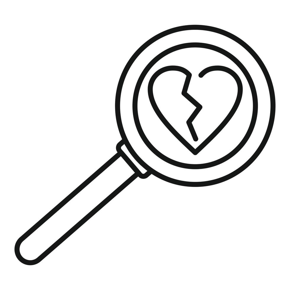 Break heart after divorce icon, outline style vector