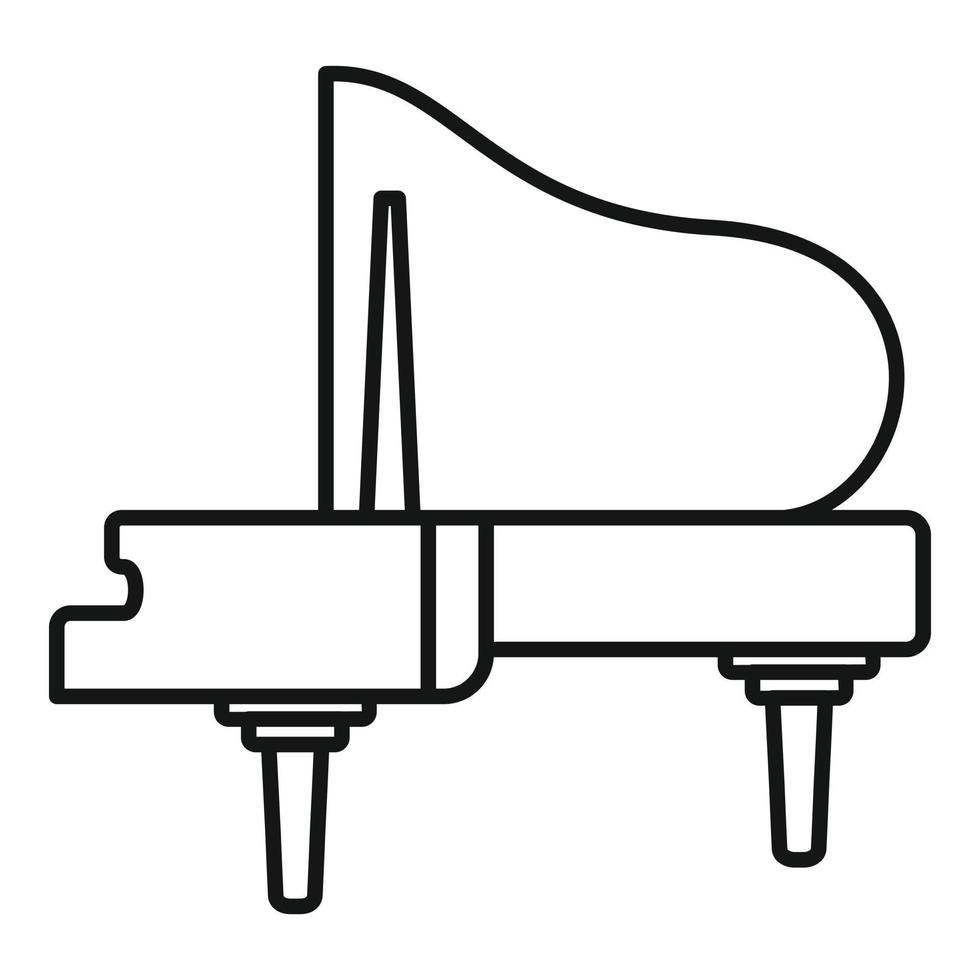 icono de piano de cola musical, estilo de esquema vector