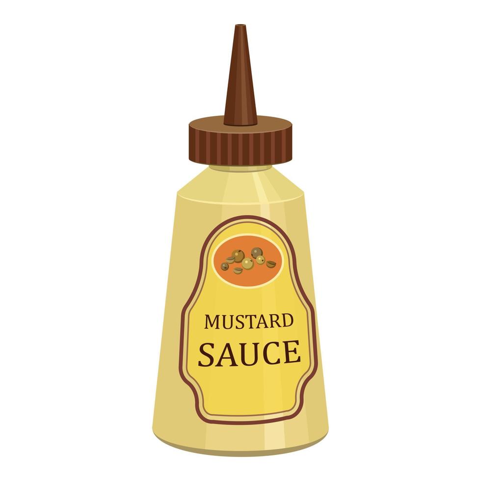 Mustard sauce icon, cartoon style vector