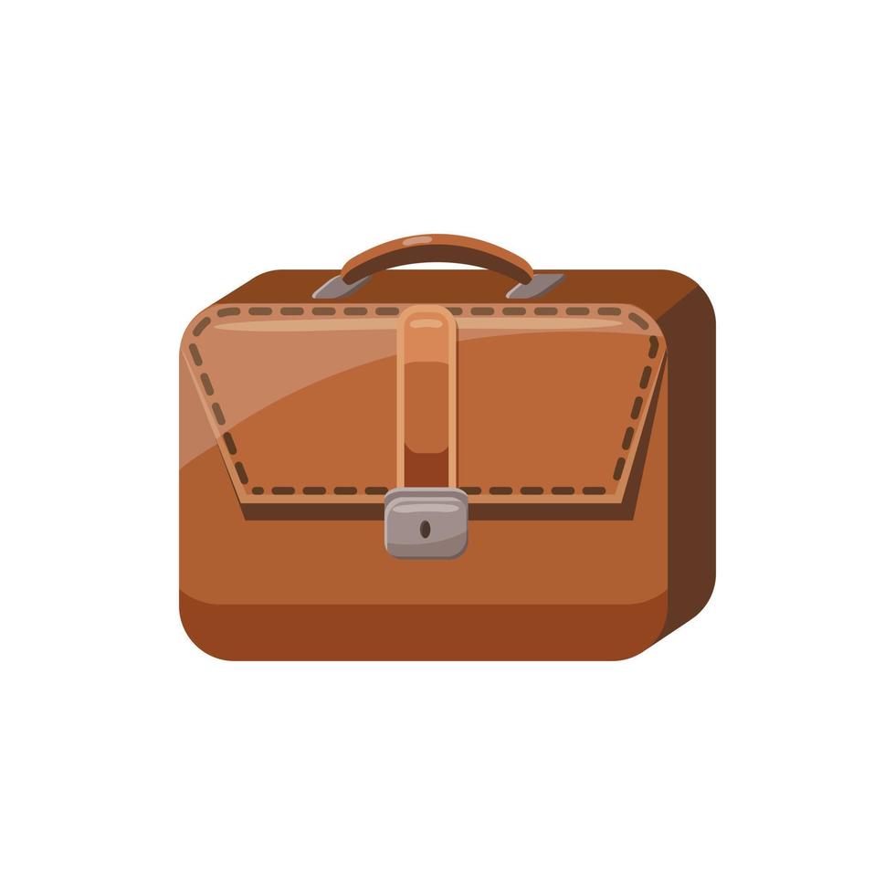 Brown business briefcase icon, cartoon style vector