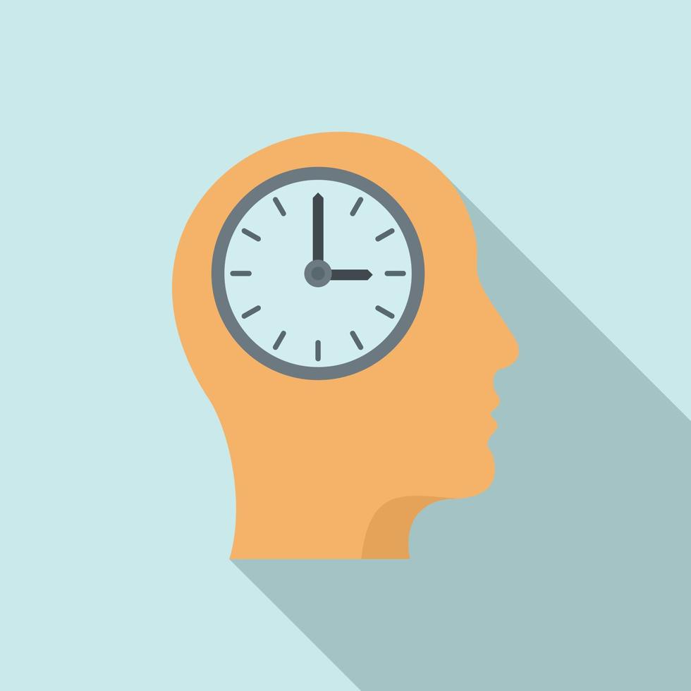 icono de trabajo de tiempo mental, estilo plano vector