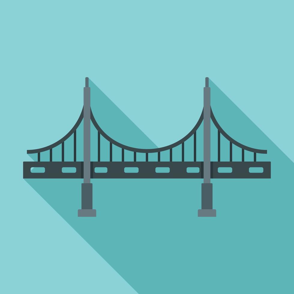 Big metal bridge icon, flat style vector