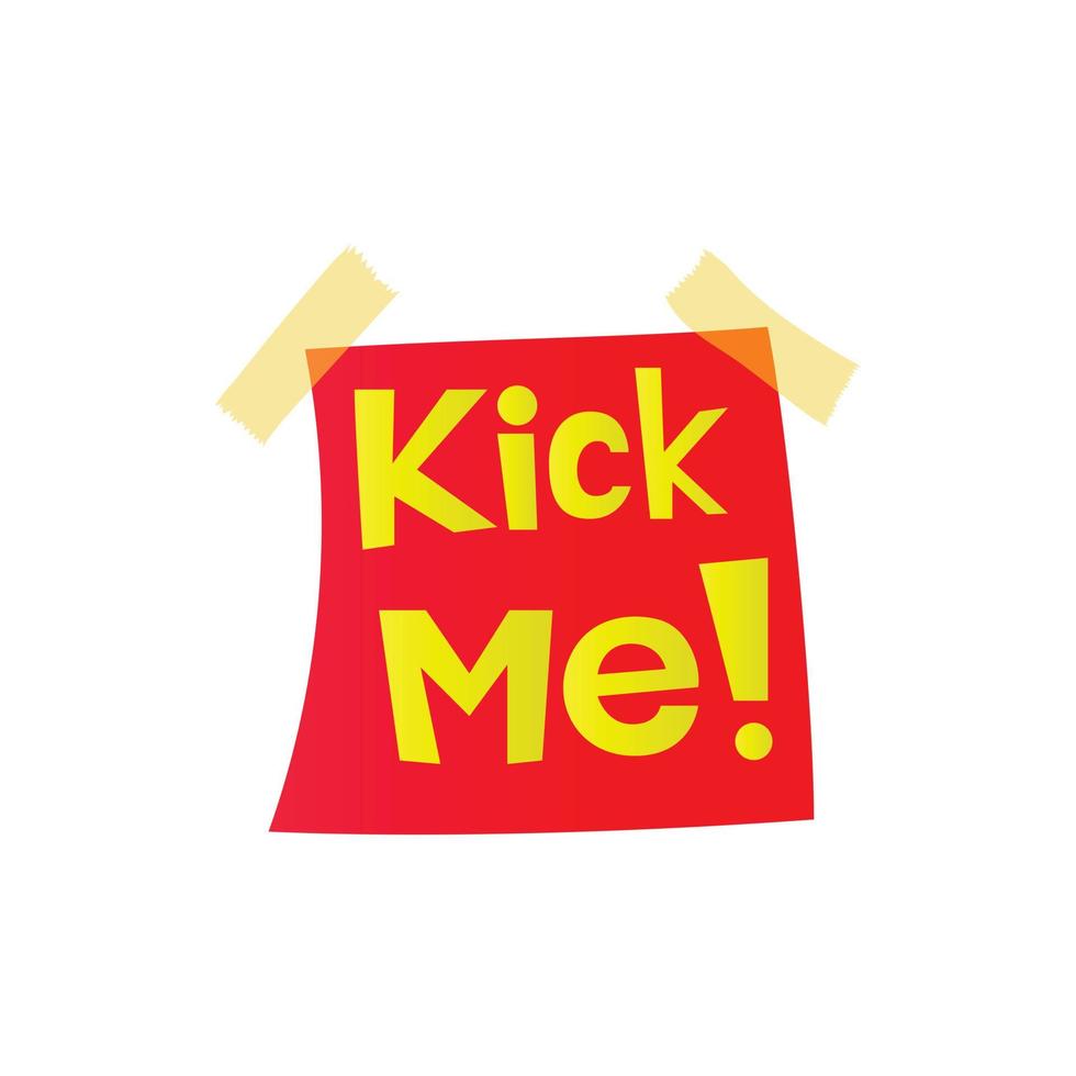 Kick me, april fools day sticker icon vector